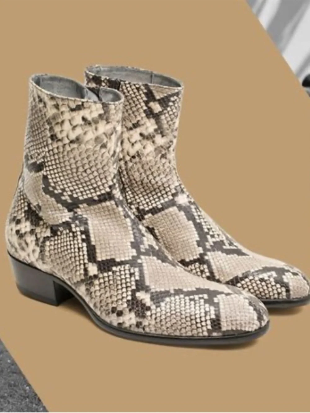 Intervalle snakeskin leather vintage like boots